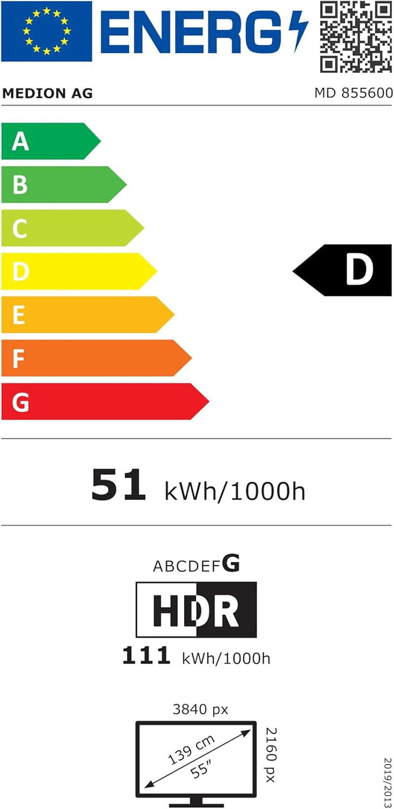 MEDION 138,8 Cm (55 Zoll) QLED Fernseher (Smart-Tv, Dolby Vision HDR, VIDAA Store, Prime Video, Disney+, DAZN, Paramount+, DTS X, Dolby Atmos, PVR, Bluetooth, MD 855600)