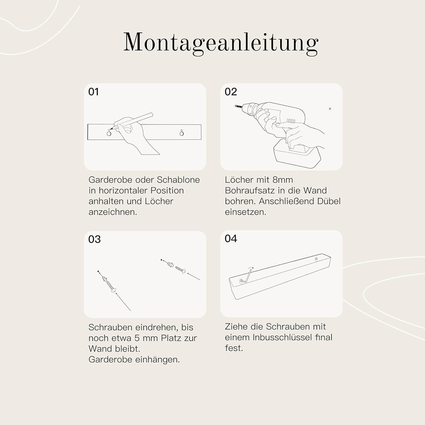 Designfabrik Hamburg Wandgaderobe | Garderobe Mit Verdeckten Wandhaken | Garderobenleiste Aus Metall | Kleiderhaken | Garderobe Modernes Design 80 Cm Matt Schwarz