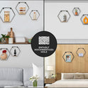 3Er Hexagon Wandregal Set, Schwarze Metall Schweberegale Mit Holzablage, Modernes Wabenregal Für Wohnzimmer, Schlafzimmer, Küche & Büro, Stabiles Stahlrahmen Regal Mit Schrauben & Montagezubehör
