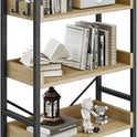YITAHOME Bücherregal 5 Etagen, Bodenstehendes Bücherregal, Holzregal Und Stabiles Stahlrahmenregal Mit 4 Haken Industrielles Lagerregal Für Wohnzimmer, Heimbüro, Eiche Farbe