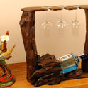 Kinaree Wurzelholz Flaschenhalter - Flaschenständer Für 1 Flasche Und 3 Gläser, Für Wein, Likör Oder Schnäpse - Geschenkidee Für Geburtstag, Weihnachten Oder Hochzeit