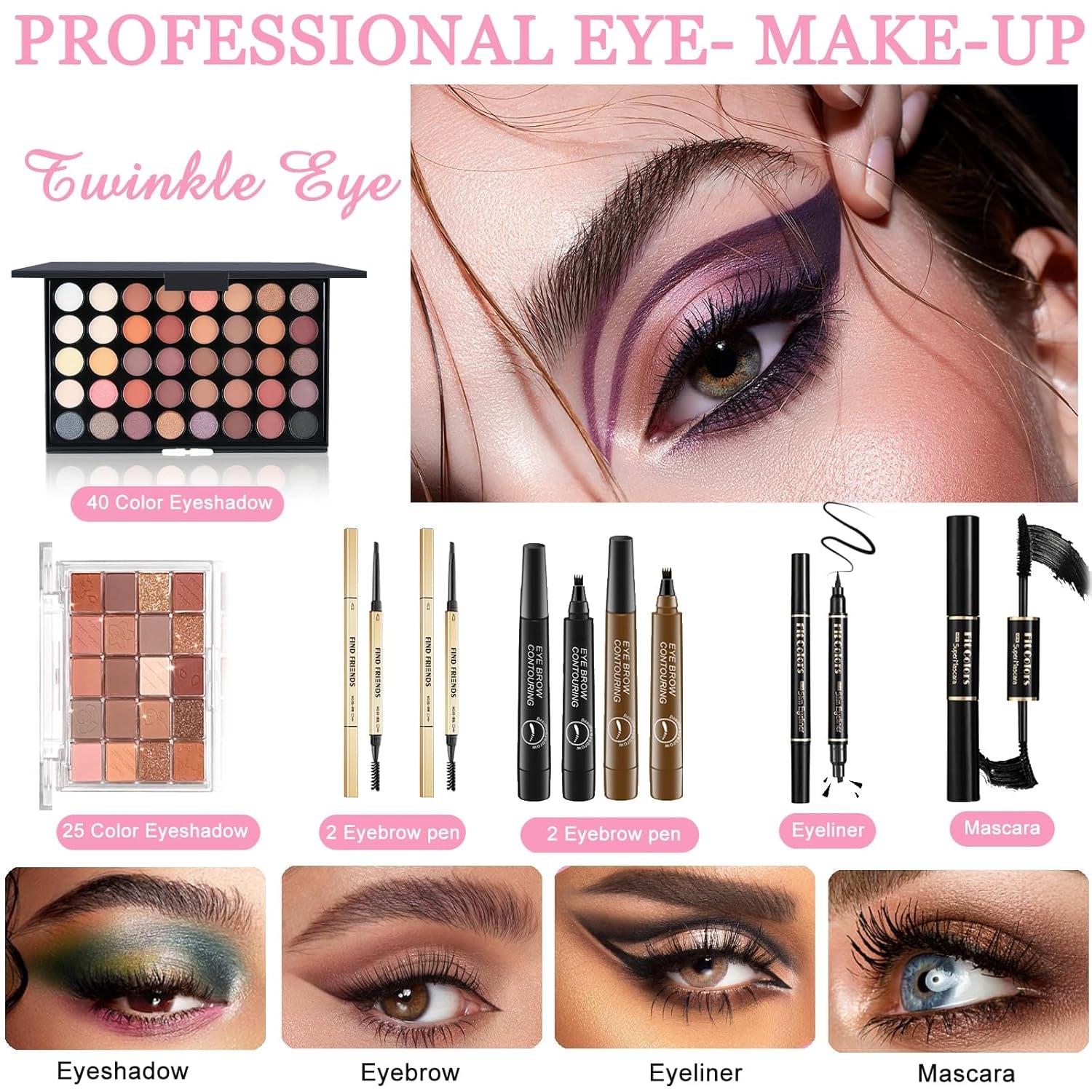 Make up Set Für Den Perfekten Full Face Look, 43-Teiliges Make up Set Für Frauen Mit 60 Color Lidschatten, Mascara, Eyeliner, Lipgloss, Makeup Set Für Unterwegs