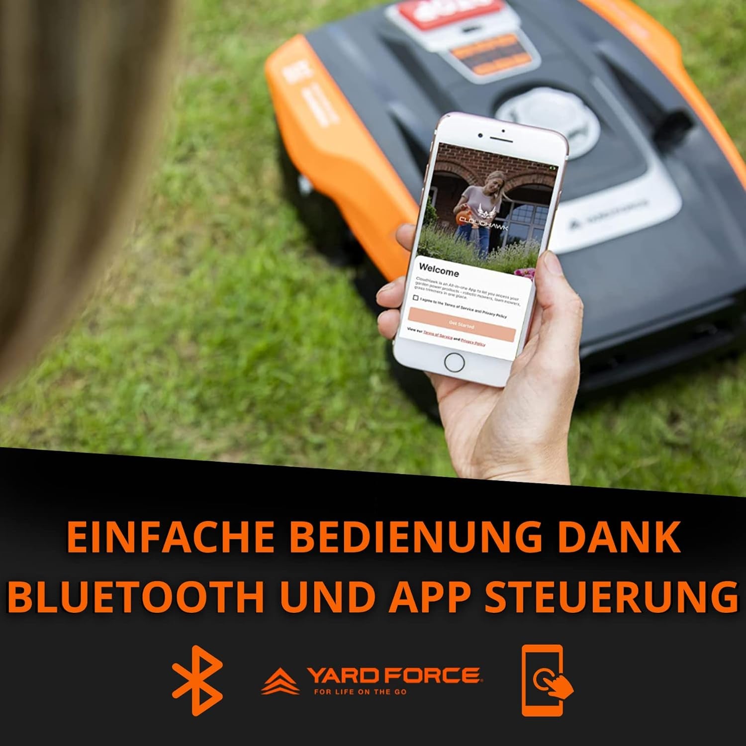 YARD FORCE Compact 300RBS, Mähroboter Bis 300 Qm Rasenfläche, Iradar, Ultraschallsensoren, Bürstenloser Motor, Einfache Bedienung, Bluetooth- Und App-Steuerung, 30% Steigung, 20V / 2,0Ah Li-Ion Akku