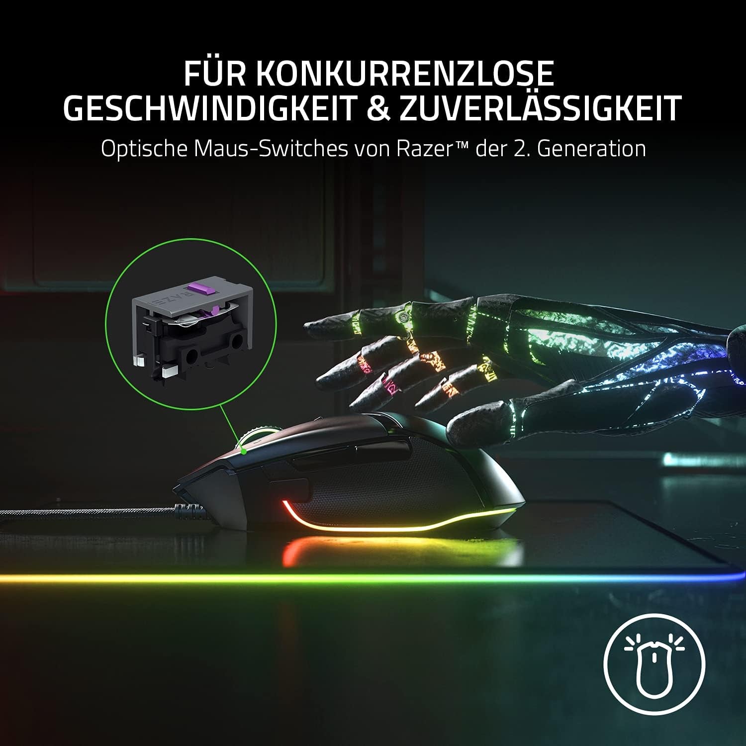 Razer Basilisk V3 - Kabelgebundene, Anpassbare Gaming Maus Mit Chroma RGB Für PC / Mac (10+1 Programmierbare Tasten, Neigbares Hyperscroll Mausrad, Ergonomisches Design) Schwarz