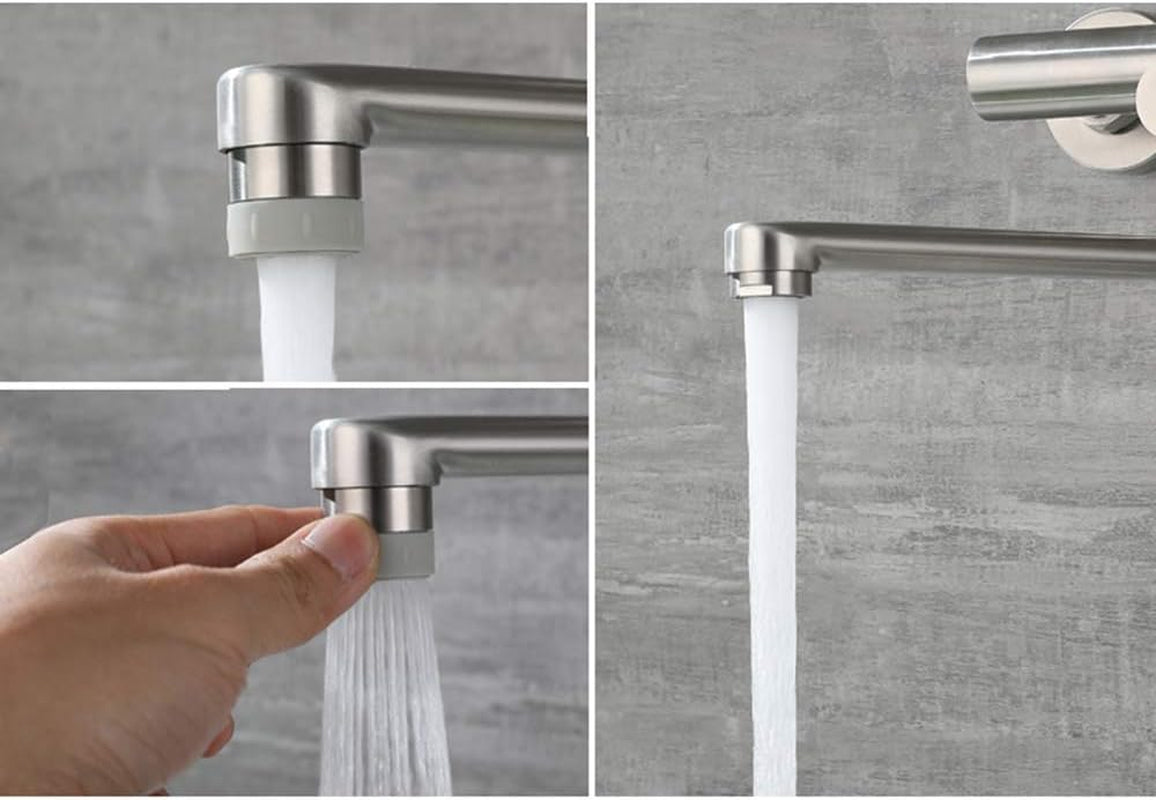 Wasserhahn Küche Wandarmatur Für Küche, Mit Spritzpistole Und 2 Wasserstrahlarten, Wasserhahn Wand Schwenkbarem 360°-Auslauf,Einfache Montage Küchenarmatur Wandmontage (Gebürstetes Nickel)