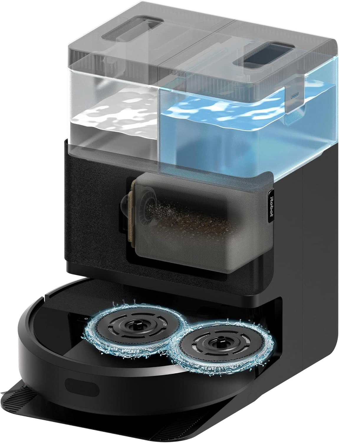 Irobot Roomba plus 405 Combo Robot + Autowash Dock Saugroboter Mit Wischfunktion - Clearview Lidar - 7000Pa - Dualclean Wischpads - Smartscrub - Teppicherkennung - 75 Tage Entleerung - Schwarz