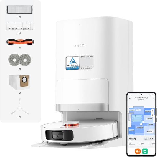 Xiaomi Robot Vacuum X20+ Saugroboter Mit Absaugstation Und 4L/4L Frisch- & Altwassertank - 2 Rotierende, Auto-Trocknung Wischmops, Bis 280M² Wischen, 6000Pa Saugkraft, Lds-Navigation, Alle Bodentypen