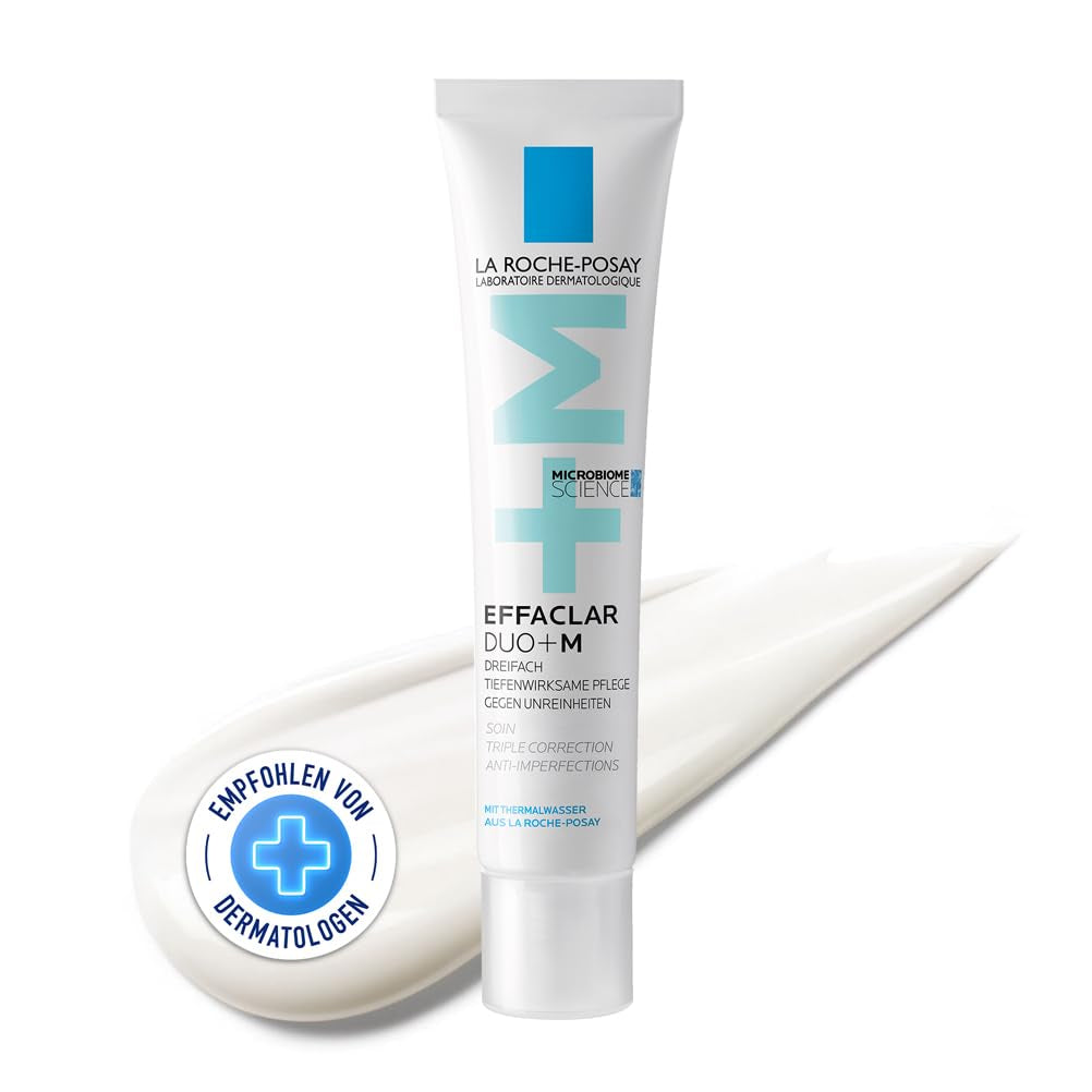 La Roche Posay Anti-Akne Gesichtscreme, Dreifach Tiefenwirksame Pflege Gegen Pickel, Mitesser Und Unreinheiten, Mit Anti-Rückfall-Effekt, Mit Niacinamid, Phylobioma Und Procerad, Effaclar Duo+M, 40 Ml