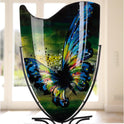 Glas Art Bodenvase Schmetterling - Glas - Blau Grün - Höhe 57Cm X Breite 35Cm - Handbemalt Und Nicht Wasserdicht