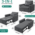 YITAHOME Schlafsessel Mit Bettfunktion 192×88, 3-In-1 Ausziehbares Schlafsofa, Verstellbares Einzelsessel Mit Kissen Und Seitentasche, Sofa Mit Schlaffunktion Für Wohnzimmer Wohnung, Dunkelgrau