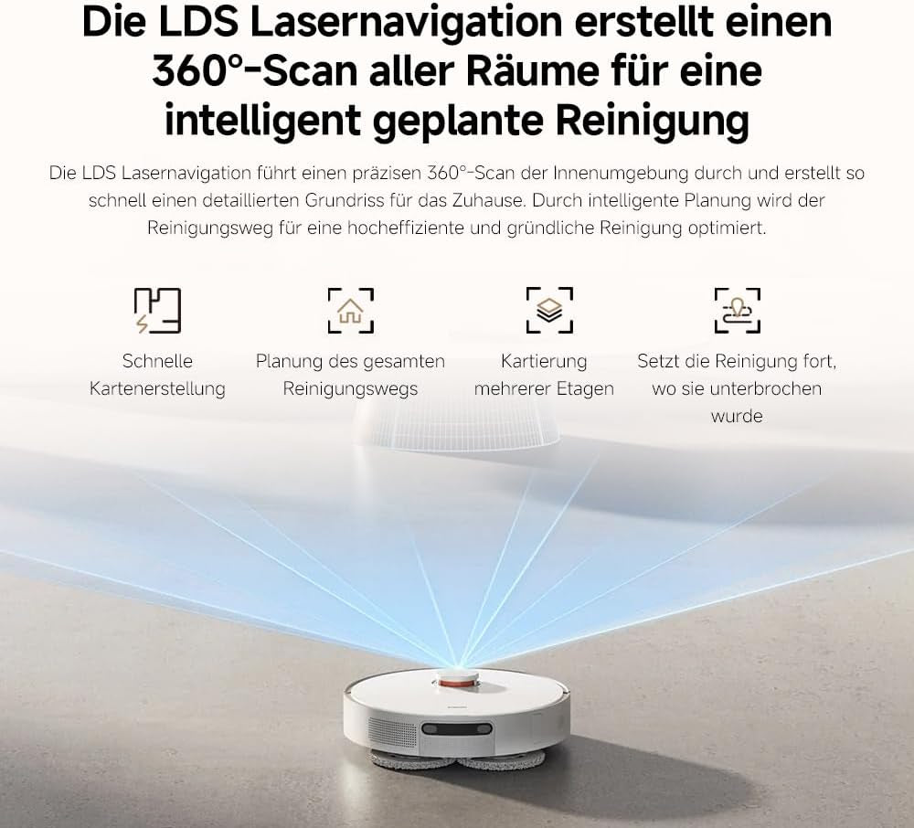 Xiaomi Robot Vacuum X20+ Saugroboter Mit Absaugstation Und 4L/4L Frisch- & Altwassertank - 2 Rotierende, Auto-Trocknung Wischmops, Bis 280M² Wischen, 6000Pa Saugkraft, Lds-Navigation, Alle Bodentypen