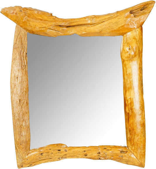 Windalf Großer Vintage Wandspiegel ASKINA 93 Cm Rustikaler Vorraum-Spiegel Landhausdesign Handarbeit Aus Wurzelholz
