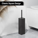 BVL WC Bürsten & Halter Schwarz, Metall Toilettenbürste Inklusive 2 Bürstenköpfe, Freistehende Quadratisch Silikon Toilettenbürste Für Das Badezimmer
