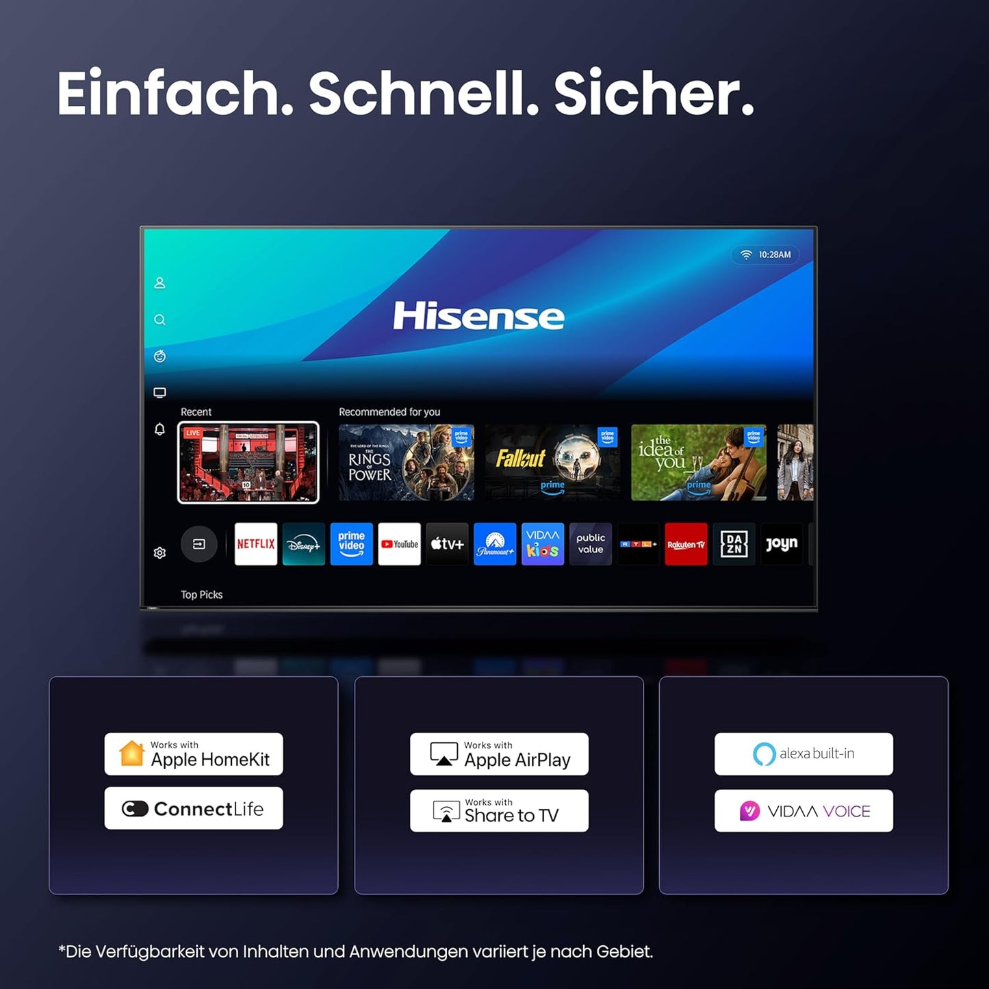 Hisense 75E7Q Fehrnseher, 75 Zoll, 4K UHD QLED, Smart TV, Game Mode Plus, Filmaker Mode, Dolby Vision Atmos, HDR10, HLG, HDR Immersive, AI 4K Upscaler, Dolby MS12, DTS X, Sprachsteuerung [2025]