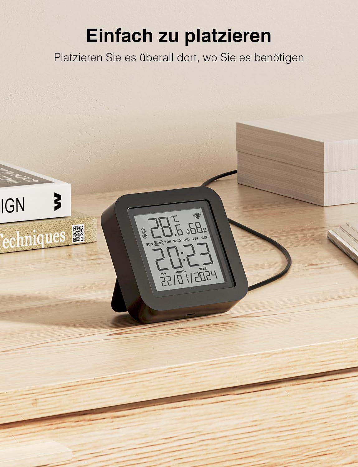 Ghome Smart WLAN Thermometer Hygrometer, Smart Infrarot-Fernbedienung, Digital Temperatur Luftfeuchtigkeitsmesser Mit App-Benachrichtigungsalarm, Kompatibel Mit Alexa Und Google Assistant(1 Pack)