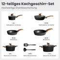 Dishdelight Induktions Töpfe Set Topf Und Pfannenset 12-Teiliges Granit Antihaft Topfset Induktion Kochtopf Set Pfanne Mit Deckel Bratpfannen Beschichteter