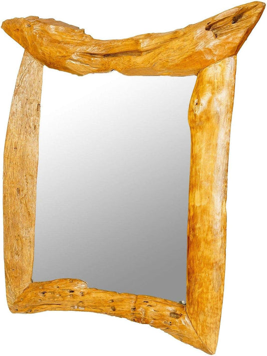 Windalf Großer Vintage Wandspiegel ASKINA 93 Cm Rustikaler Vorraum-Spiegel Landhausdesign Handarbeit Aus Wurzelholz