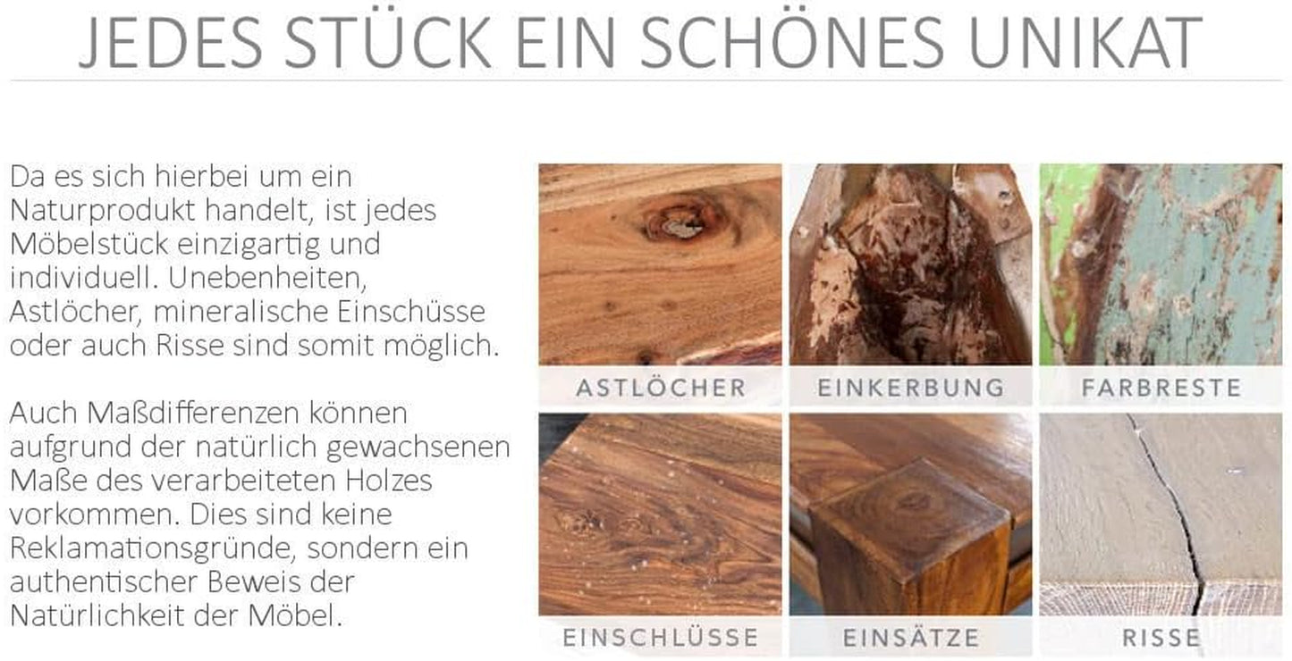 Invicta INTERIOR Industrial Truhenbank Factory LOFT 115Cm Mangoholz Natur Sitzbank Mit Stauraum Holzbank Truhe