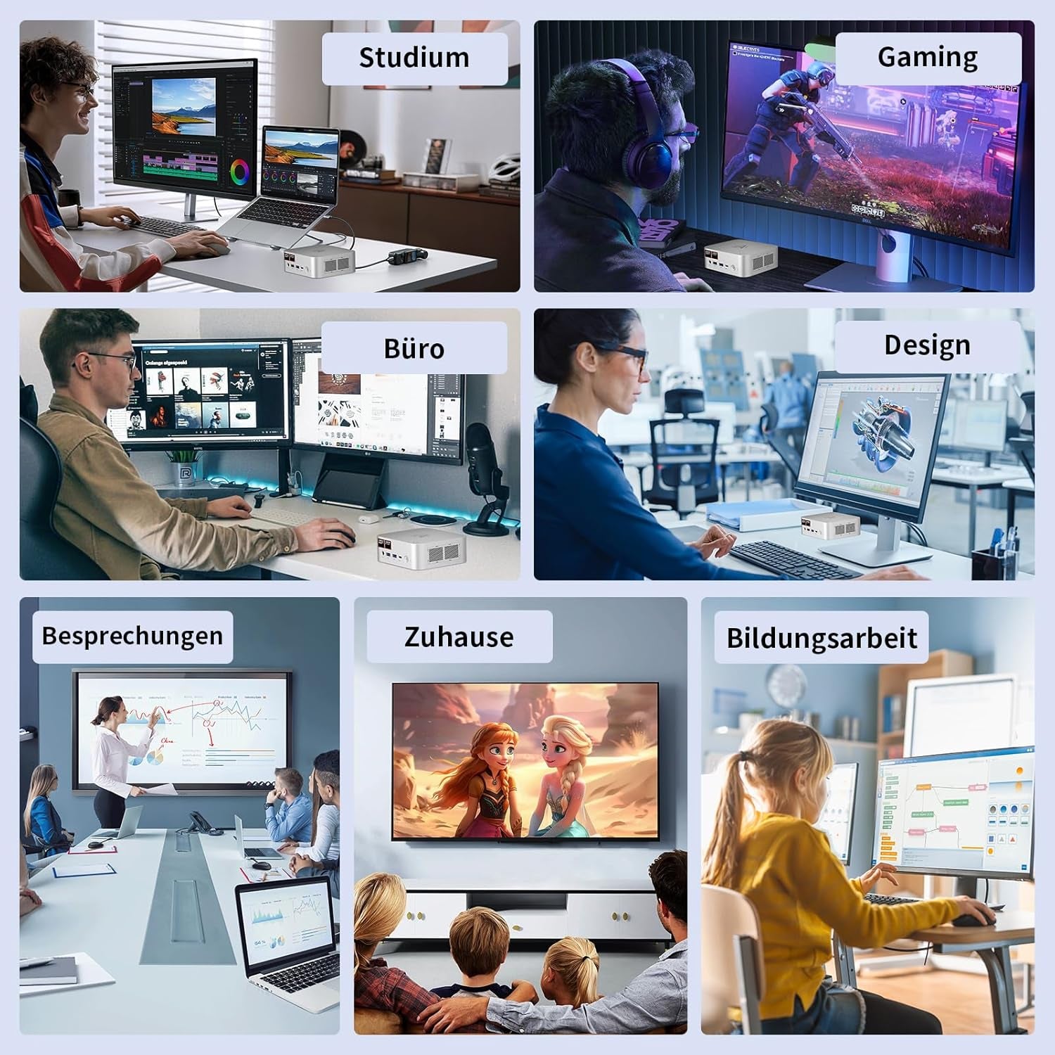 AWOW Mini Gaming PC Win-11 Pro Mit AMD Ryzen 7 8745HS (8 Kerne, Bis 4,9 Ghz), 32 GB Dual DDR5, 1TB Pcie 4.0 SSD, Radeon 780M Grafik, 4K Triple Display, Leiser Betrieb, Wifi 6, BT 5.2, 2.5G LAN