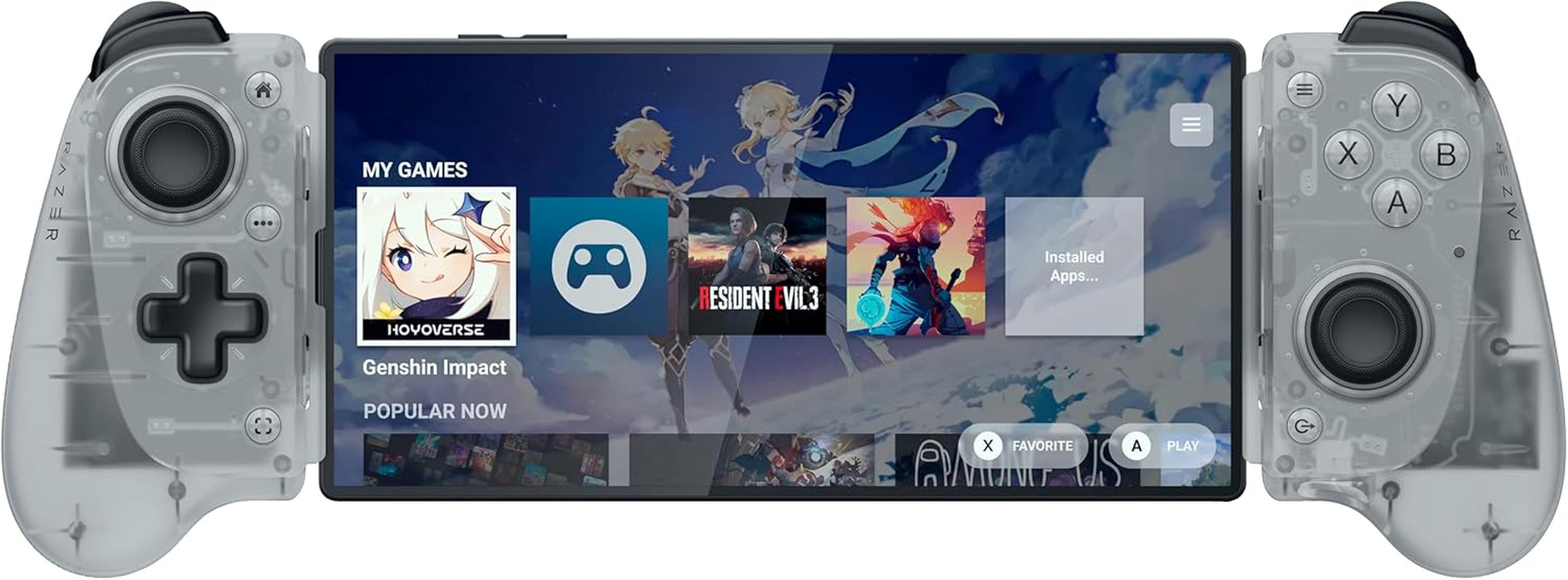 Razer Kishi V3 Phantom White - Fullsize Mobil-Controller Für Iphone & Android Smartphones - USB-C Plug-And-Play - Anti-Drift Analogsticks - 12 Tasten - Sensa HD Haptics | Phantom White Edition