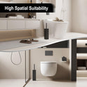 BVL WC Bürsten & Halter Schwarz, Metall Toilettenbürste Inklusive 2 Bürstenköpfe, Freistehende Quadratisch Silikon Toilettenbürste Für Das Badezimmer