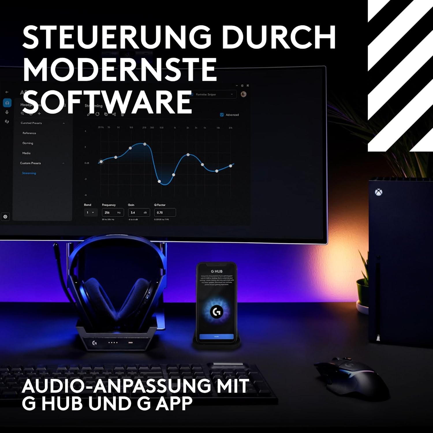 Logitech G Astro A50 LIGHTSPEED, Kabelloses Gaming-Headset + Basisstation (5. Generation), PRO-G GRAPHENE, 3-System-Umschaltung, USB-C, Xbox, PS5, Pc/Mac, Nintendo Switch/Switch 2, Bluetooth - Schwarz