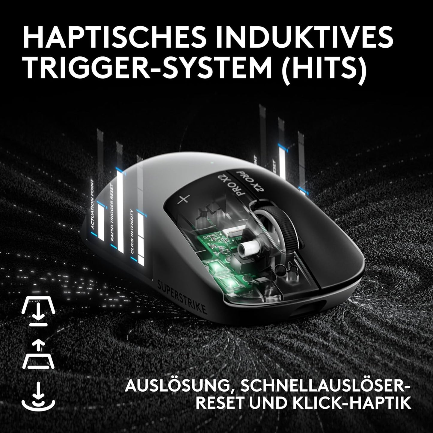 Logitech G PRO X2 SUPERSTRIKE Lightspeed Kabellose Gaming-Maus, Super Schnell, Äußerst Leicht (61 G), Anpassbare Klick-Haptik, Usb-C-Aufladung, Für Pc/Mac/Laptop - Weiß