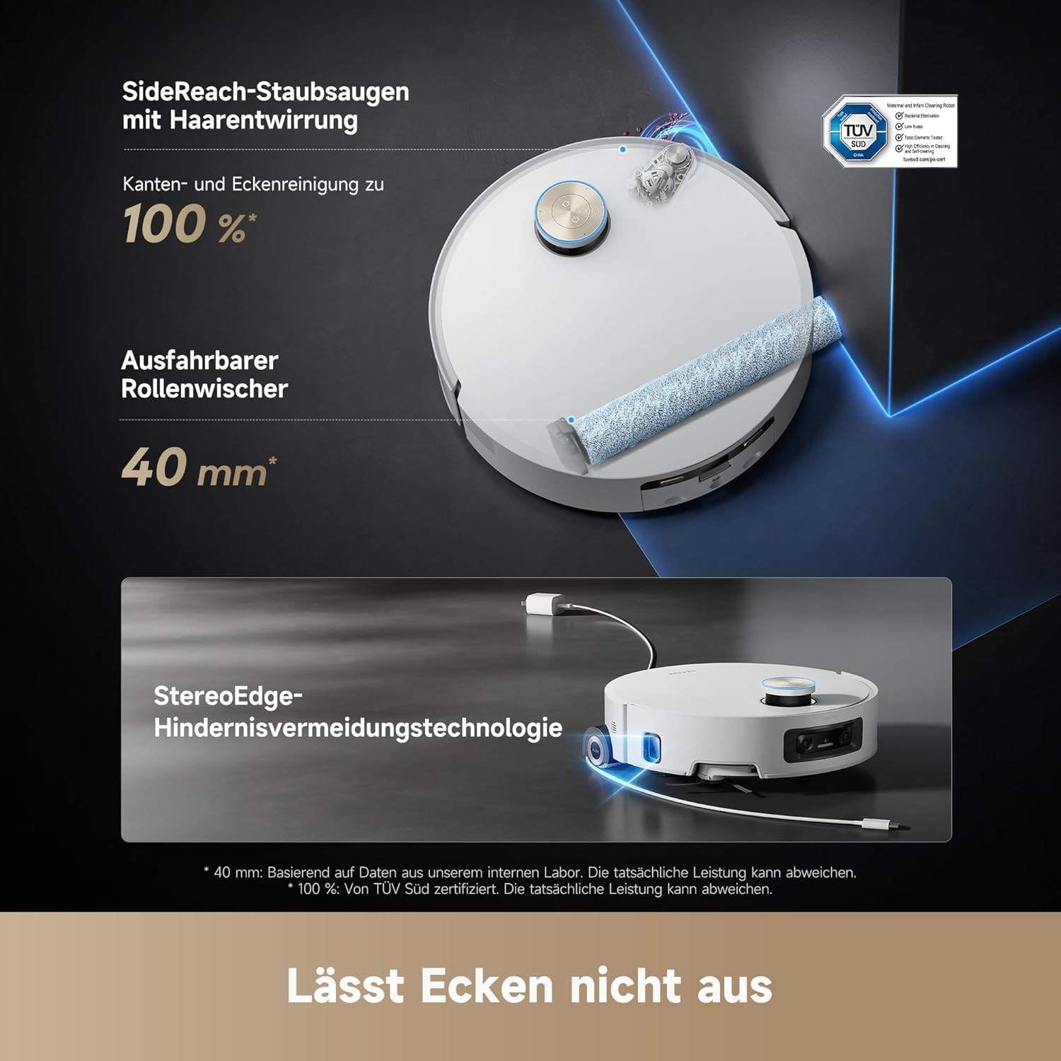 Dreame Aqua10 Ultra Roller Complete Saugroboter Mit Wischfunktion, 30.000Pa Saugkraft, 8 Cm Hindernisfreiheit, Selbstreinigung Der Rollen, Automatisches Entleeren, Intelligente Sprachsteuerung