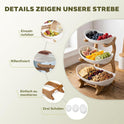 Obstständer 3-Stöckig Aus Bambus, Mehrstöckiger Obstkübel Mit Schalen, Küchenorganizer Für Obst Und Snacks, Deko-Etagere Aus Bambus