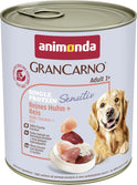 Animonda Grancarno Hunde Nassfutter Sensitiv Reines Huhn + Reis (6 X 800G), Getreidefreies Hundenassfutter Ohne Zucker, Für Ausgewachsene Hunde, Mit Frischen Fleischigen Zutaten