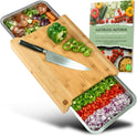 Schneidebrett XL Mit Magnetischen Auffangschalen - Hochwertiger Fsc®-Zertifizierter Bambus - Schneidebrett Mit Auffangschale - Schneidebrett Holz - Holzbrett Küche - Praktische Küchenhilfe
