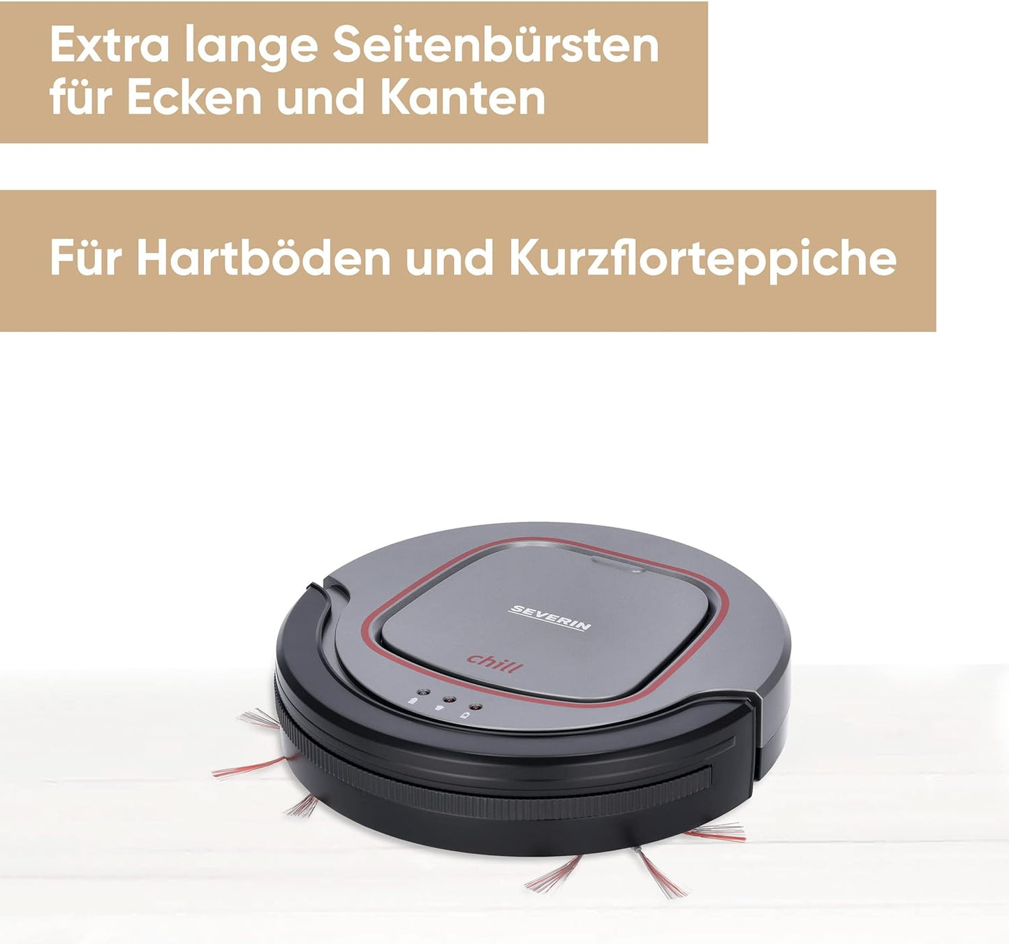 SEVERIN Saugroboter "Chill®", Leistungsstarker Staubsauger Roboter Für Hartböden Und Kurzflorige Teppiche, Extra Flacher Putzroboter Mit Treppenstufenerkennung, Platingrau, RB 7025