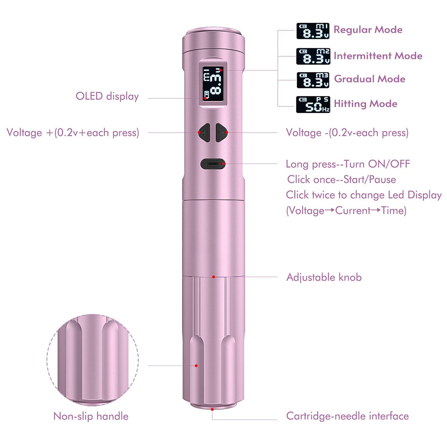 TATELF Semi Permanent Make-Up Maschine Kabelloses Mit 2 Stück Batterien 10 Stück Patronen Nadeln Für Eyeliner Ombre Powder Brows Microshading Zubehör