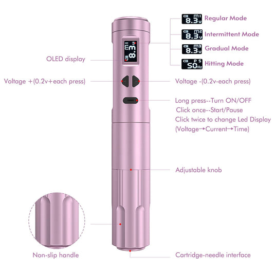 TATELF Semi Permanent Make-Up Maschine Kabelloses Mit 2 Stück Batterien 10 Stück Patronen Nadeln Für Eyeliner Ombre Powder Brows Microshading Zubehör