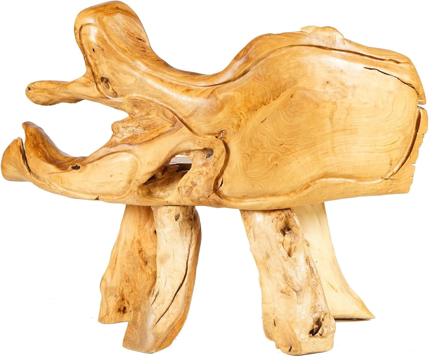 Windalf Rustikale Sitzbank ALVANI 120 Cm Natur Landhaus Küchenbank Handarbeit Wurzelholz