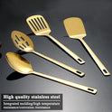 Homquen Gold Küchenutensilien Set 4Pcs, Titan Gold Beschichtung Edelstahl Kochutensilien Set, Küchenwerkzeuge Spatel Set, Kochlöffel, Home Essentials Küchengeräte Zubehör