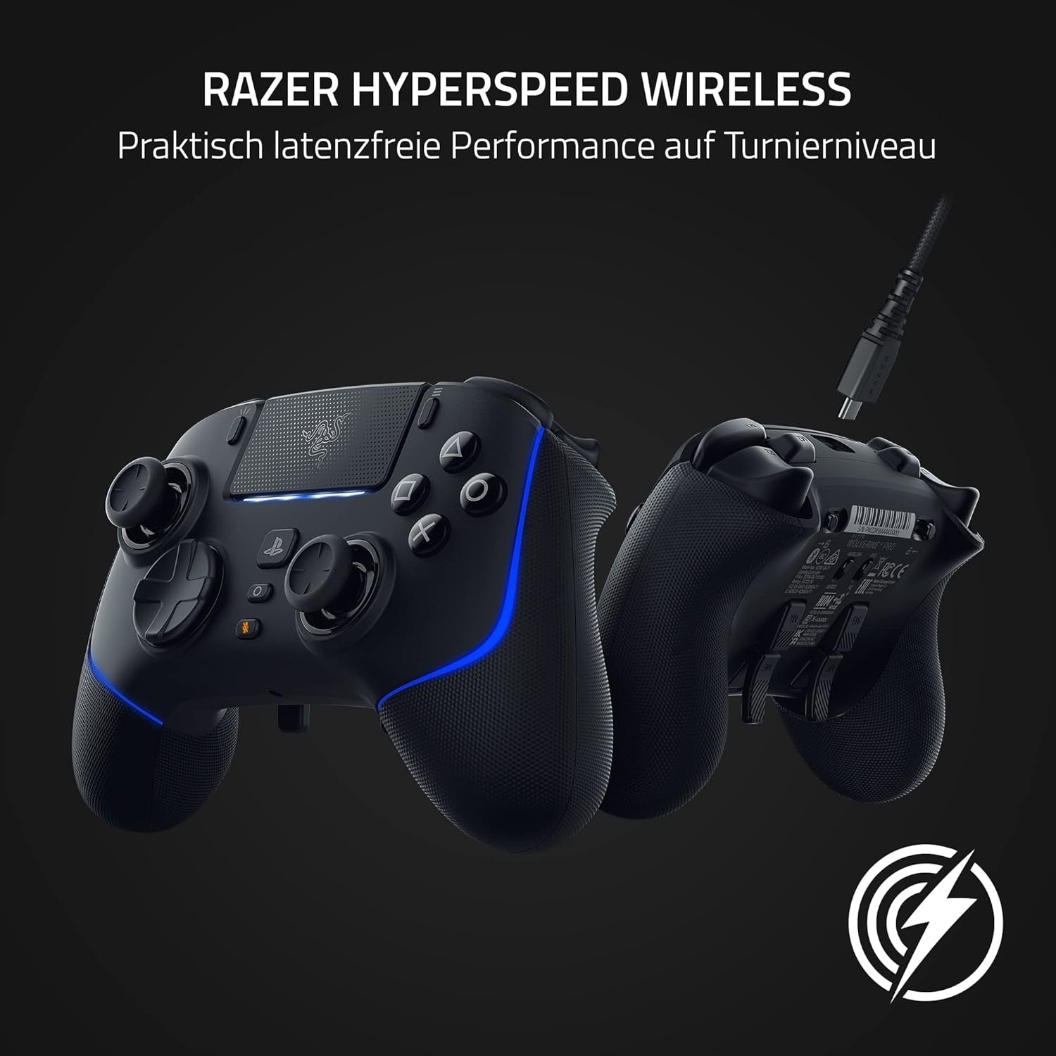 Razer Wolverine V2 Pro - Kabelloser Pro-Gaming-Controller Für PS5 Und PC (Hyperspeed Wireless, Mecha-Tactile-Aktionstasten, 8-Wege-Microswitch-Steuerkreuz, Hypertrigger) Schwarz