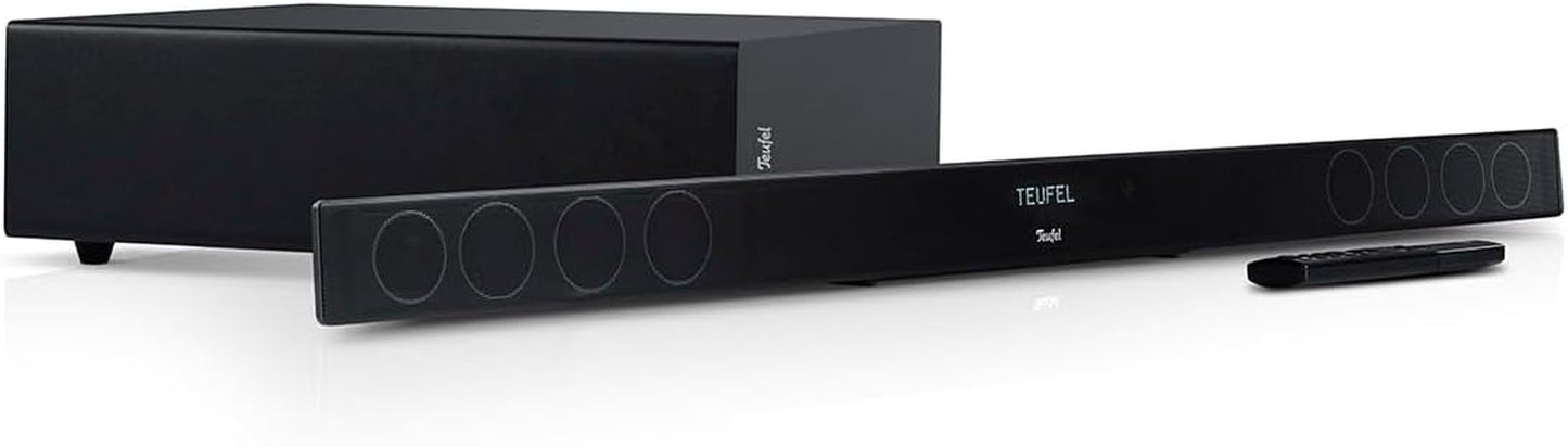Teufel CINEBAR 11 Mk4-2.1 Dolby Atmos Soundbar Mit Kabellosem Platzsparender Subwoofer, Bluetooth, HDMI 3D ARC CEC, 4K Pass Through, Touch Panel - Schwarz