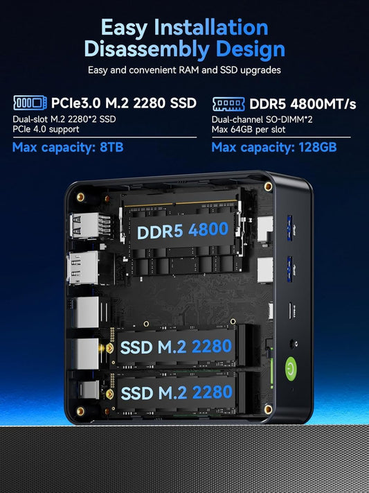 Gmktec M6 Ultra Gaming Mini-Pc Ryzen 7640HS (Upgrade Von 6600H/6800U), 32GB DDR5 RAM 512GB SSD, Dual NIC LAN 2.5Gbe Desktop-Pc Für Büro & Zuhause, Triple 4K Display, Wifi 6, USB4, BT 5.2/DP/HDMI 2.0