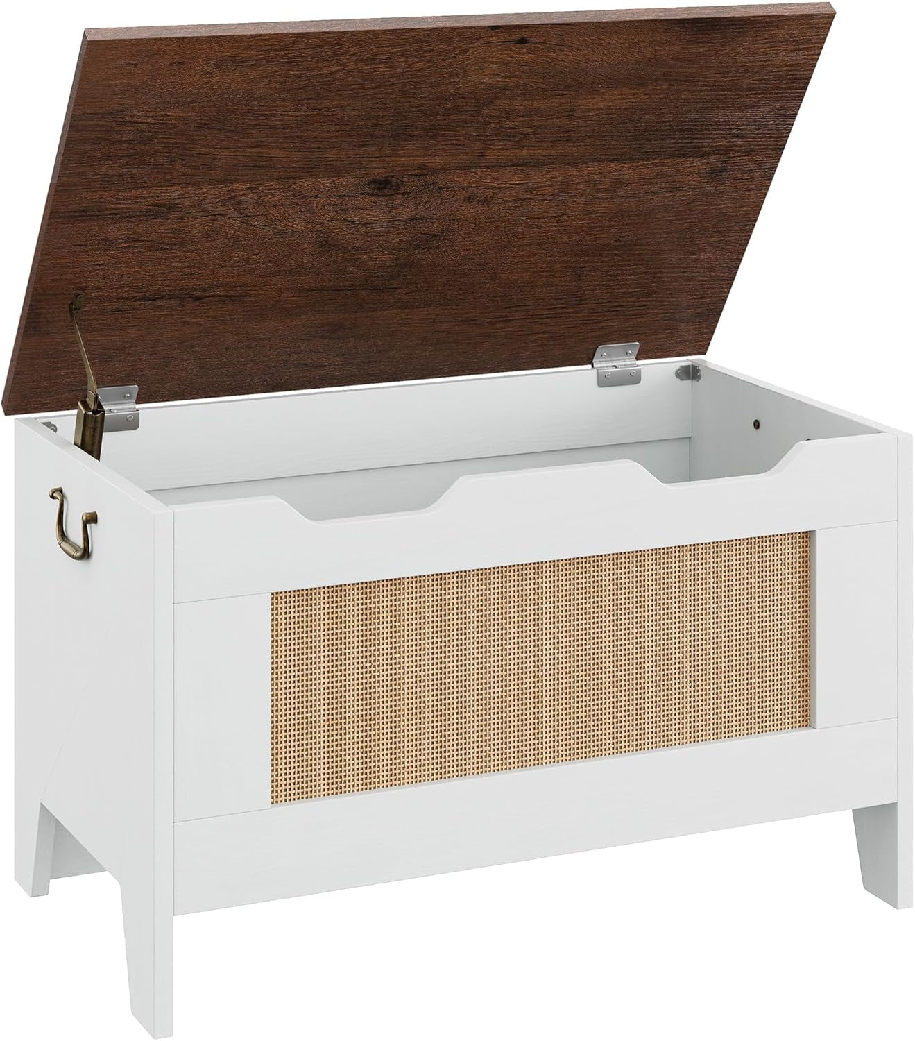 76Cm Sitztruhe Aufbewahrungsbank Aus Holz, Sitzbank Mit Stauraum Mit 2 Sicherheitsscharnieren, Multifunktionale Schuhbank Für Flur, Wohnzimmer, Schlafzimmer