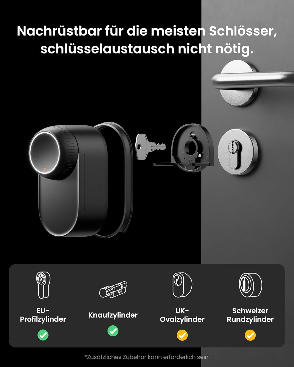 Switchbot WLAN Smart Lock Ultra Mit Fingerabdruck-Entsperrung, Elektronisches Türschloss Mit Aufladbarem Akku, Türöffner per Fingerprint, Passcode, Smartphone, Alexa, Google, Unterstützt Matter