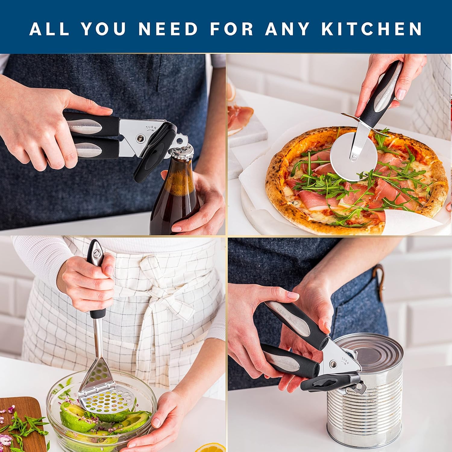 Küchenutensilien Set Kochset - Antihaft Hitzebeständiger Küchenhelfer Set - Pfannenwender Kochlöffel Set - Küchen Gadgets (41-Tlg Edelstahl Set)