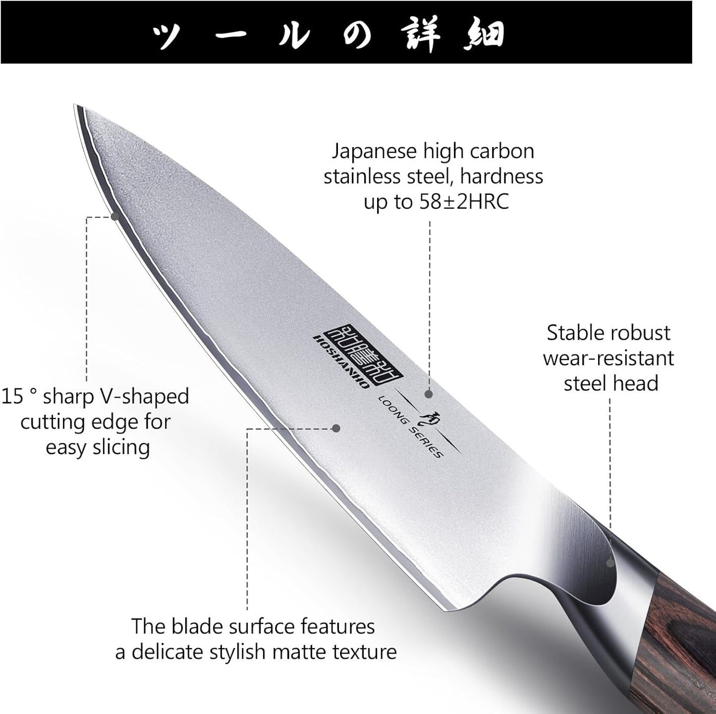 HOSHANHO Messerblockset 7-Teiliges, Professionelles Küchenmesser Set Aus Japanischem Edelstahl Mit Hohem Kohlenstoffgehalt, Ultrascharfes Kochmesserset Mit Ergonomischen Griffen Aus Pakkaholz
