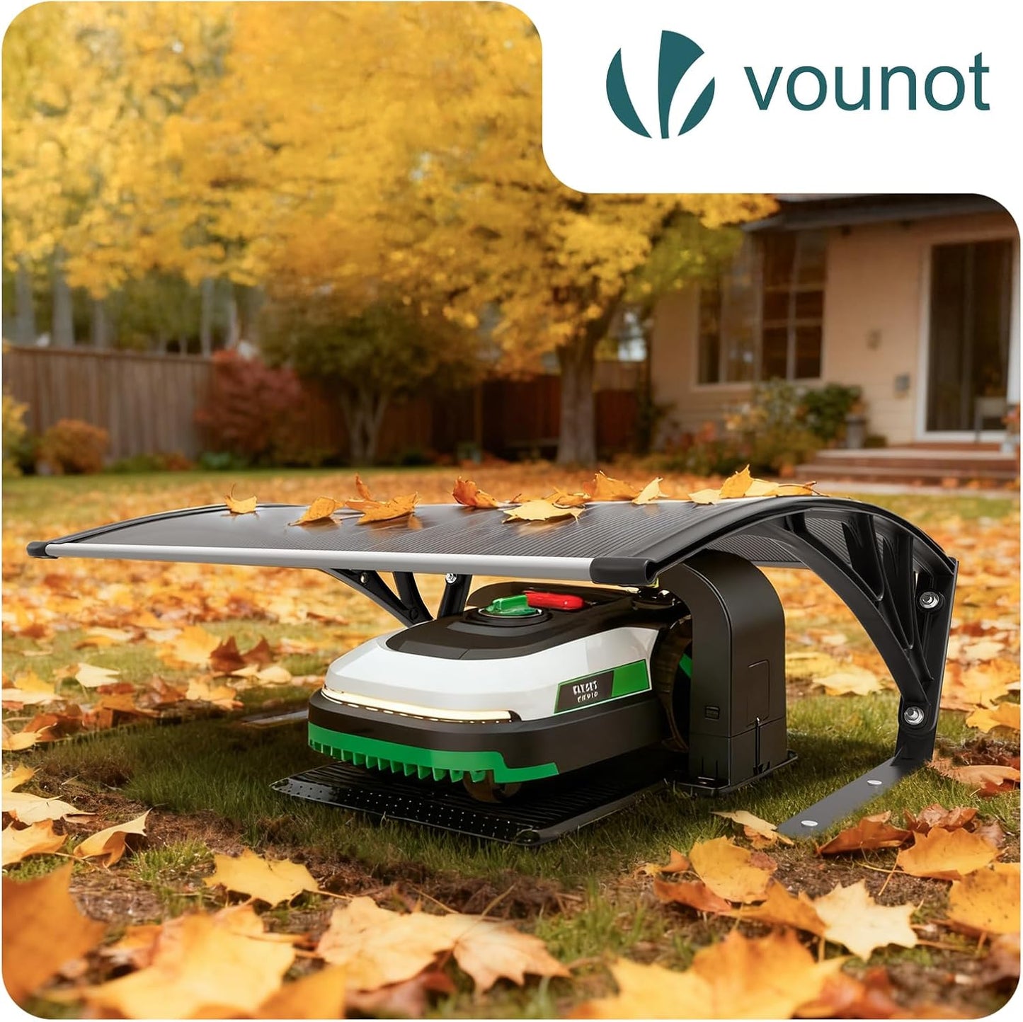 VOUNOT® Mähroboter Garage, Rasenmäher Rasenroboter Carport Überdachung Mit Metallfüßen, Wetterfest, Schutz Vor Laub, Uv-Schutz, 104×80×50 Cm, Grau