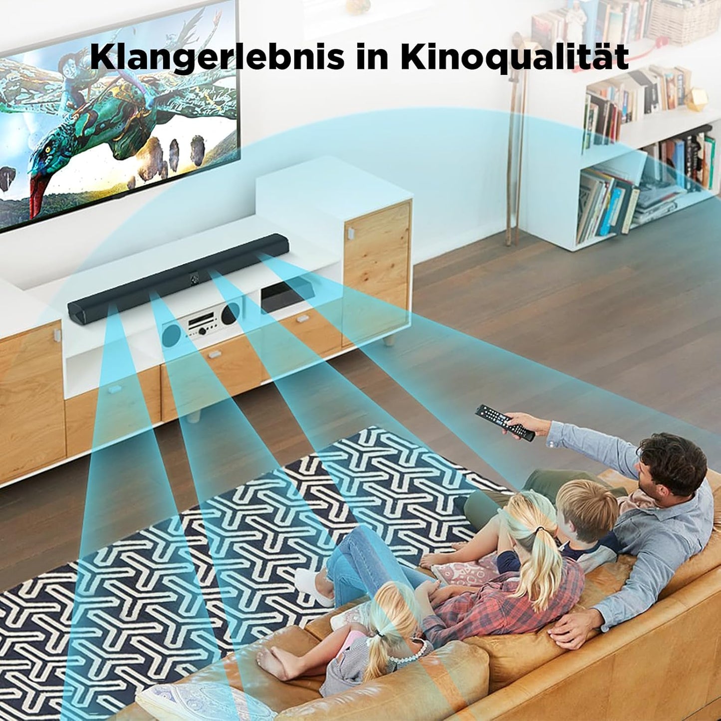 Soundbar Für TV Geräte, Teilbare 2-In-1 Set of TV Soundbar, Auto-Volume-Boost, 3 Sound Modi, Surround Soundsystem, Bluetooth 5.3, Arc/Opt/Aux, TV Lautsprecher Für Fernseher, Beamer, Monitor