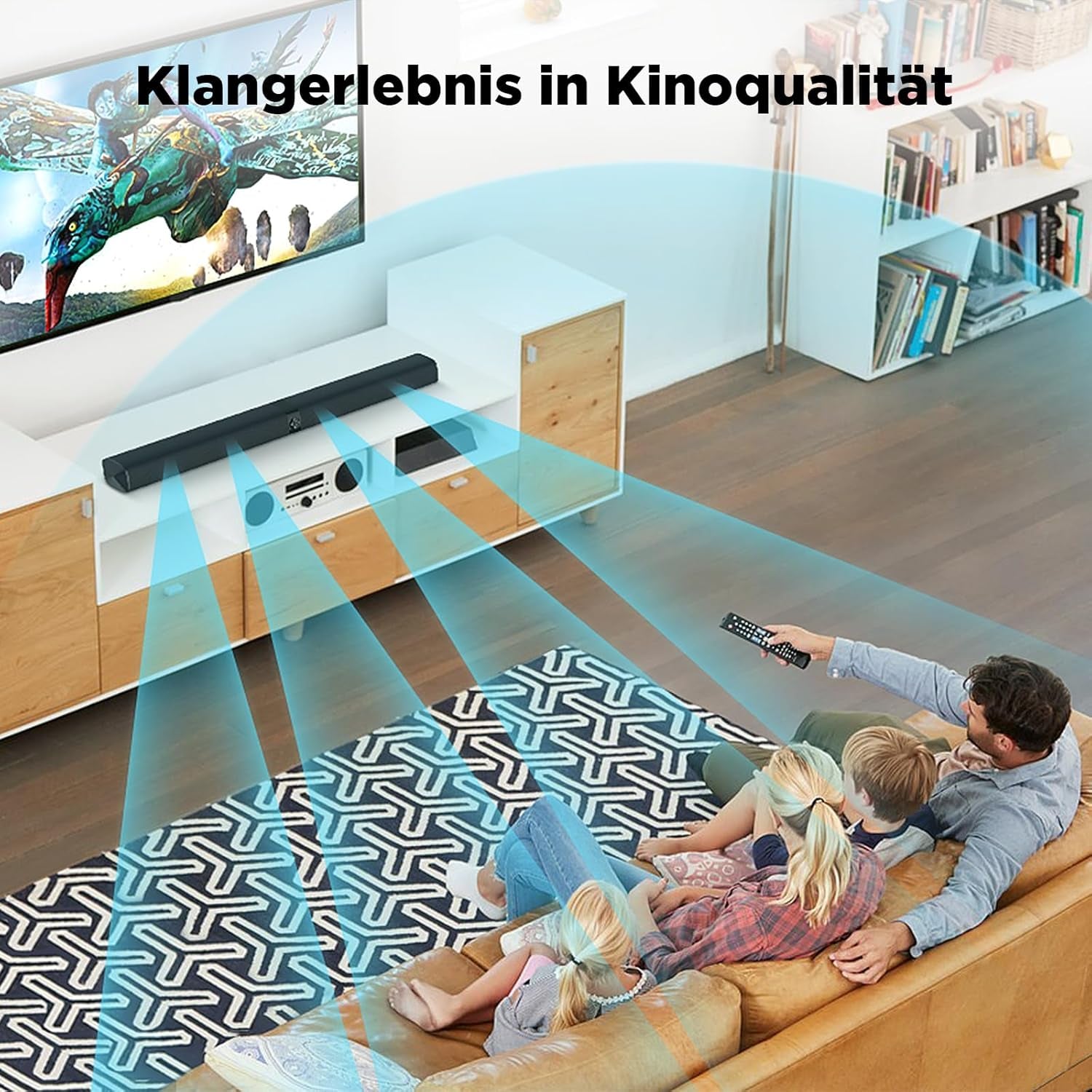 Soundbar Für TV Geräte, Teilbare 2-In-1 Set of TV Soundbar, Auto-Volume-Boost, 3 Sound Modi, Surround Soundsystem, Bluetooth 5.3, Arc/Opt/Aux, TV Lautsprecher Für Fernseher, Beamer, Monitor