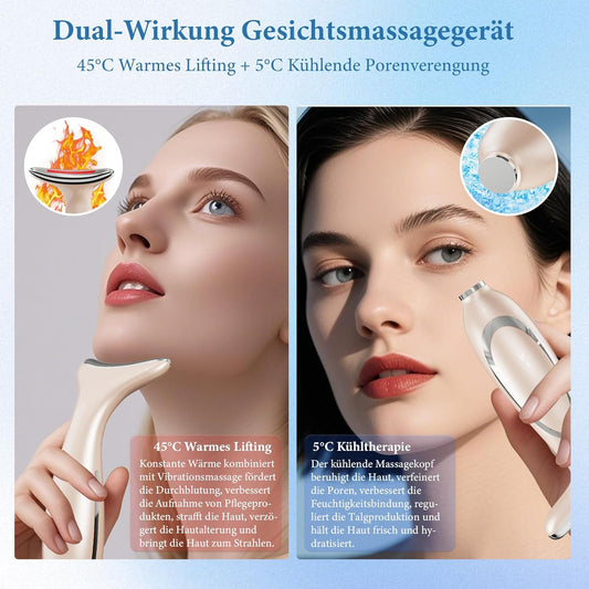 Gesichtsmassagegerät Gegen Falten Face Massager: EMS Gerät Gesicht Mit 5℃ Kälte Und 45℃ Wärme – Gua Sha Elektrisch Mit 6 Modi 7 Farben LED – Neck Beauty Device Zur Lifting & Straffung Für Damen Herren