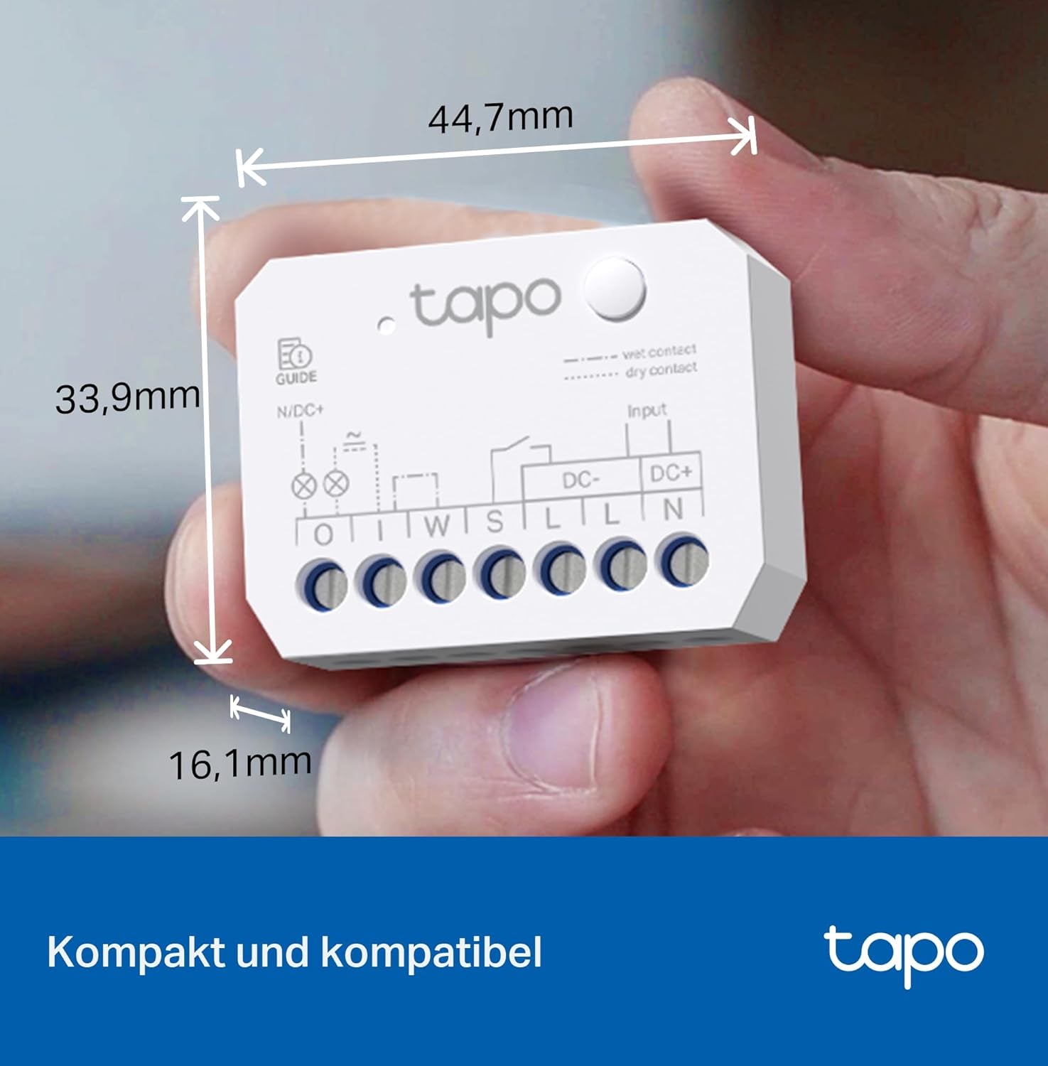 Tapo S110E WLAN Und Bluetooth Smart Relaisschalter, Dry/Wet Contact, 1 Kanal, 10A, Lichtschalter, Garagentoröffner, Energieerfassung, Kompatibel Mit Alexa, Matter, Kein Hub Erforderlich