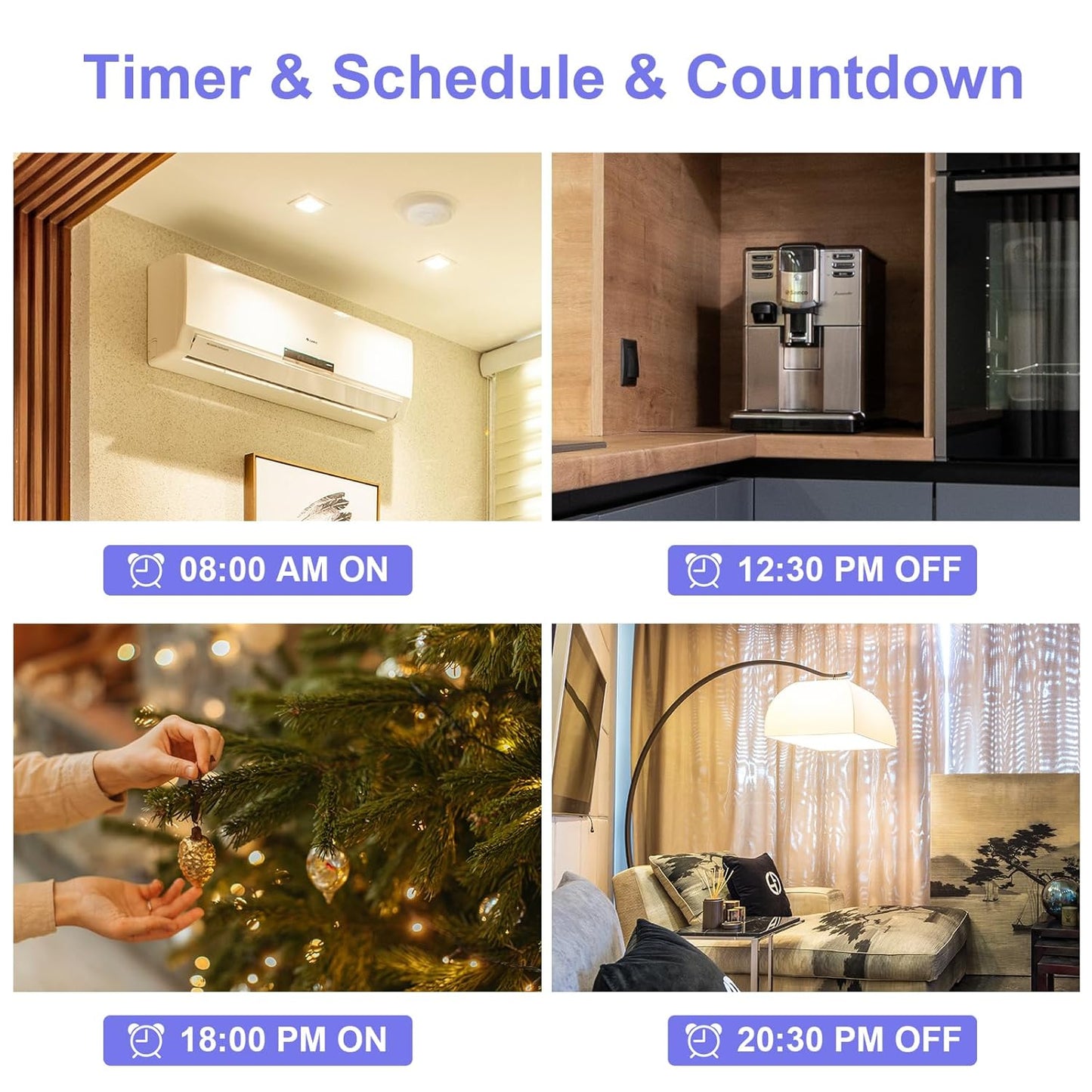 ANTELA WLAN Smart Steckdose 16A Stromverbrauch Messen Kompatibel Mit Alexa/Google Home, Kinderschutz, Smart Life APP, 2,4Ghz, 3680W, 4Pcs