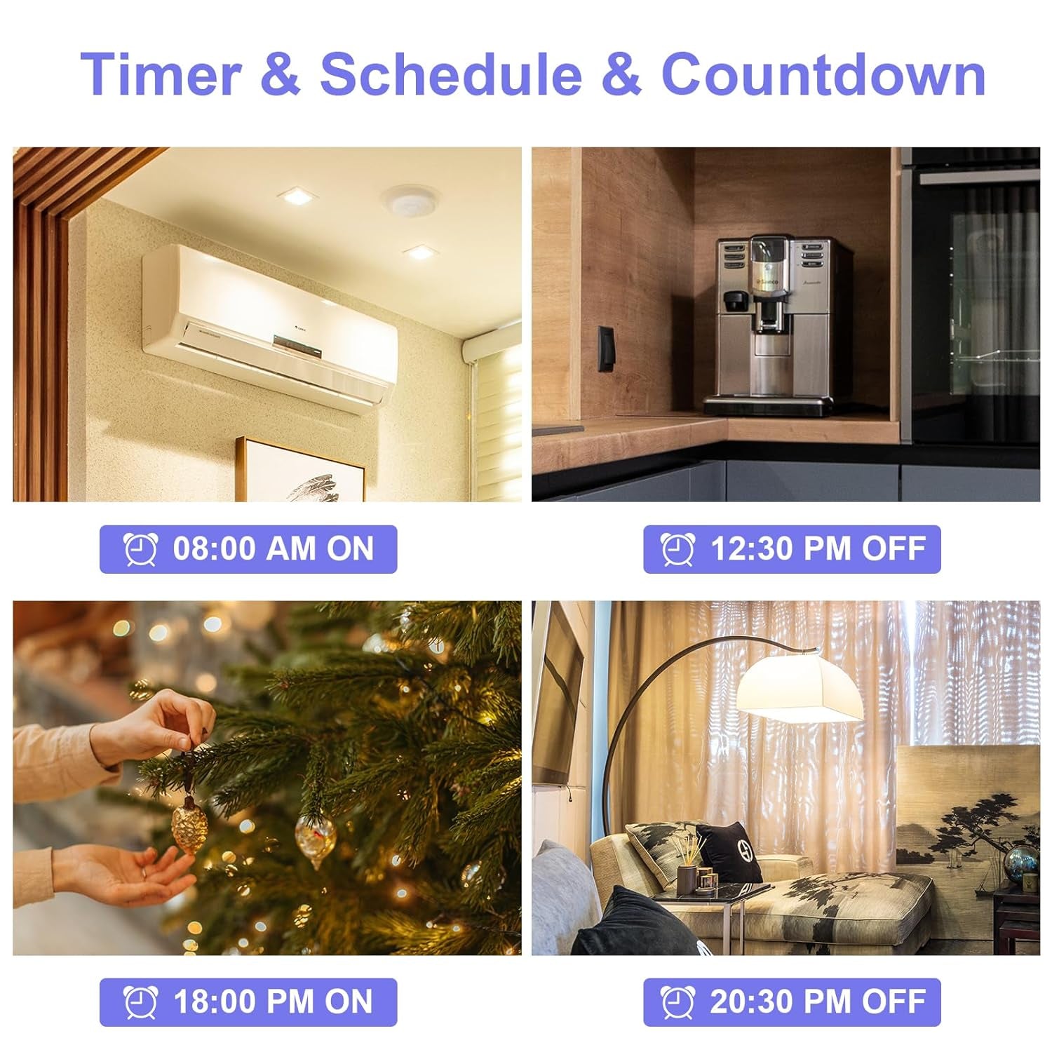 ANTELA WLAN Smart Steckdose 16A Stromverbrauch Messen Kompatibel Mit Alexa/Google Home, Kinderschutz, Smart Life APP, 2,4Ghz, 3680W, 4Pcs